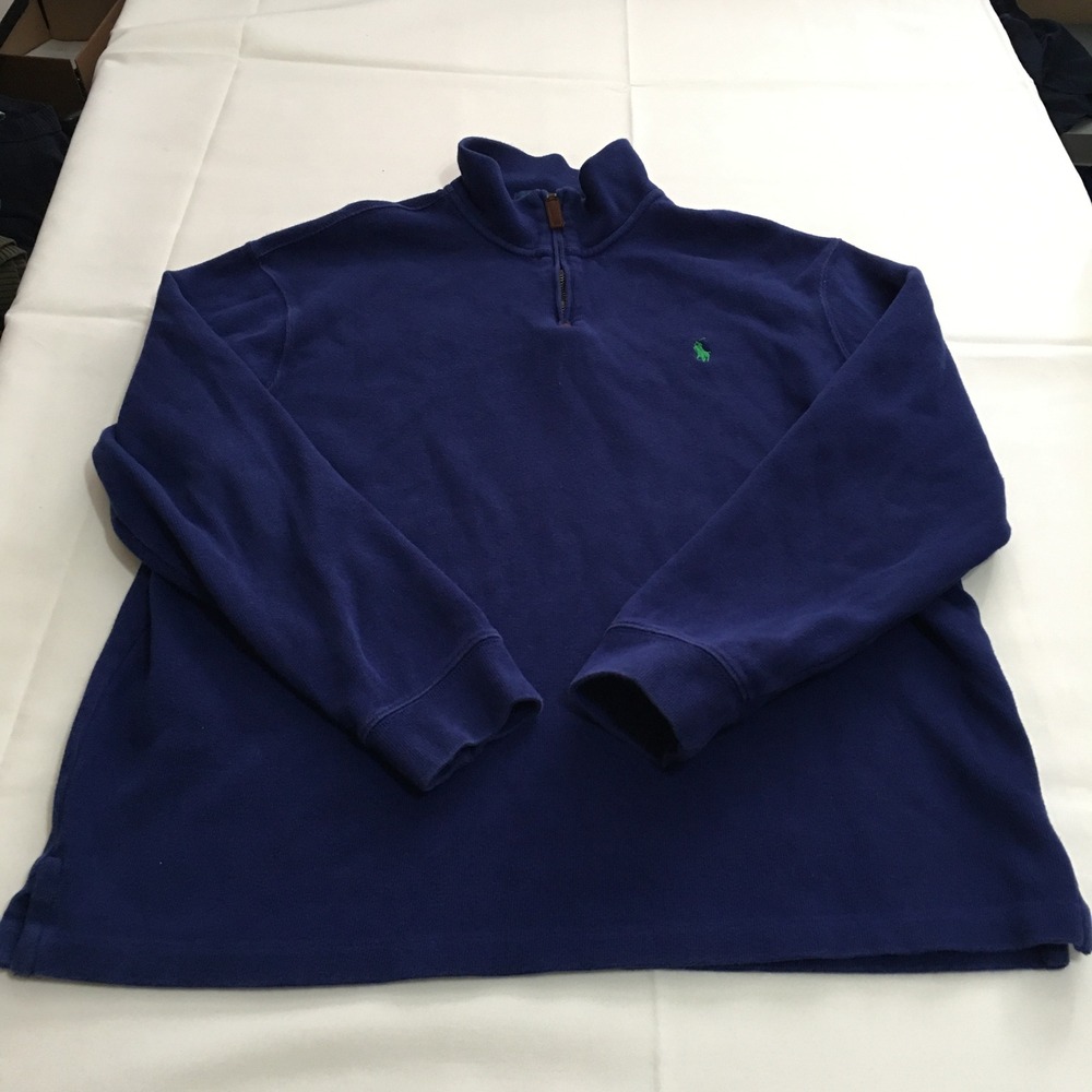 Polo Ralph Lauren Quarter Zip Pullover Sweater Mens Large Blue Pony Logo